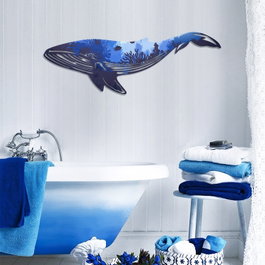 Wallity Reef Whale Metal Wall Art - APT651